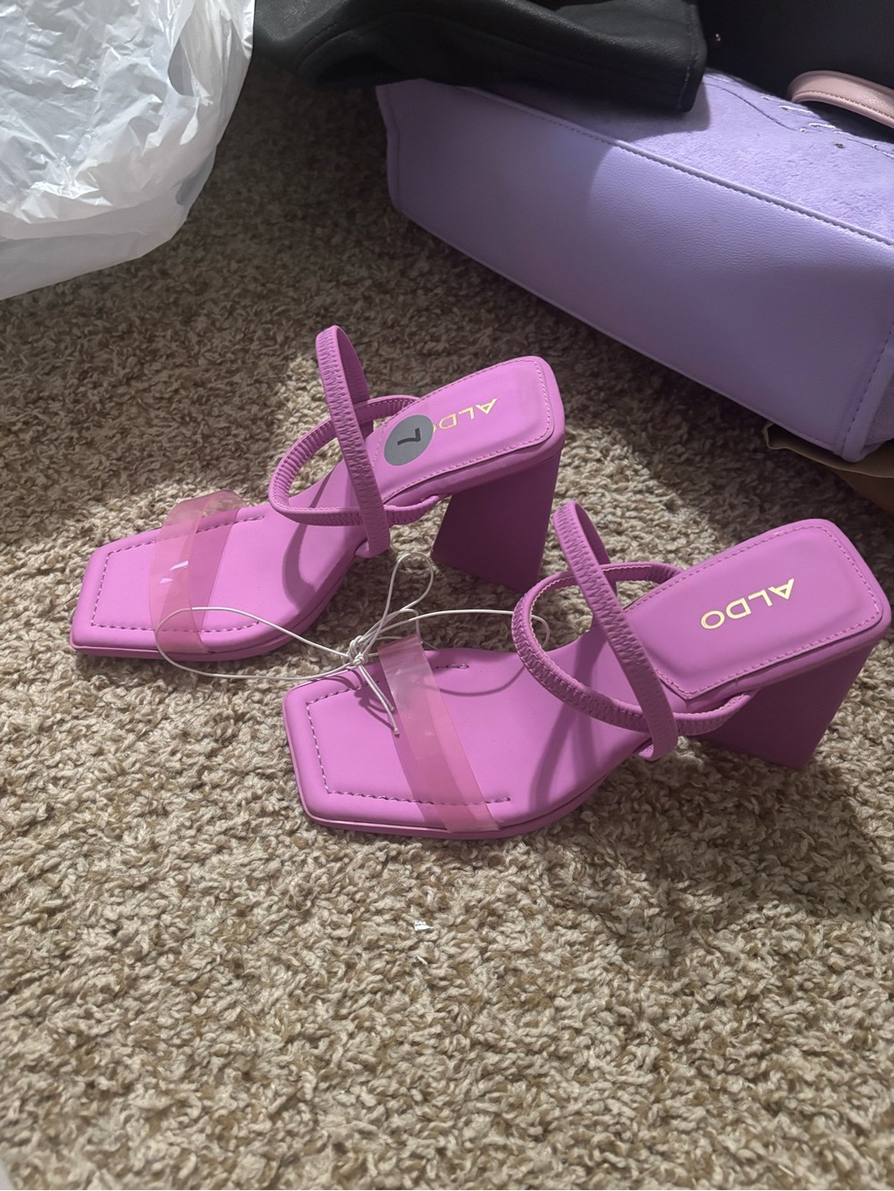 ALDO Women's Purple Block Heel Slide Sandals